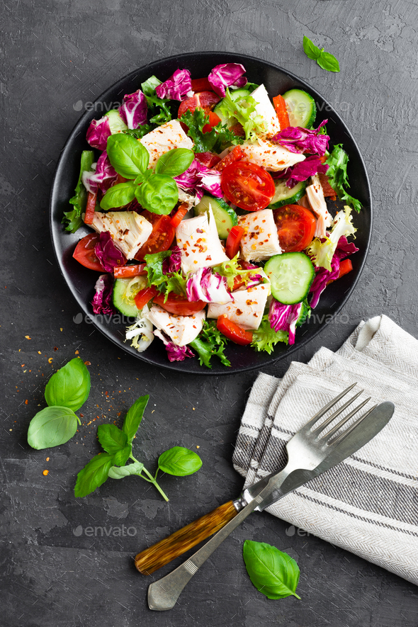 Salad with chicken meat - Stock Photo - Images