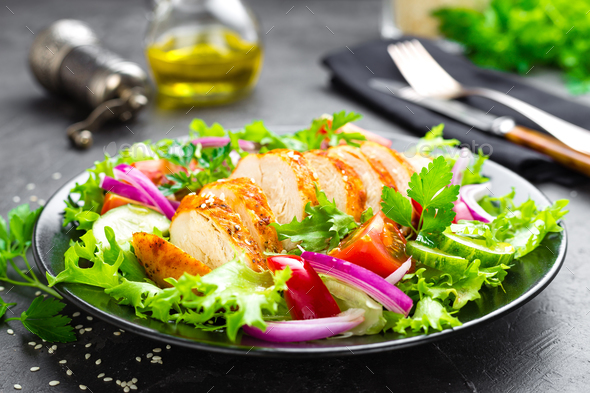 Salad with chicken meat - Stock Photo - Images