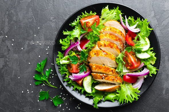 Salad with chicken meat - Stock Photo - Images