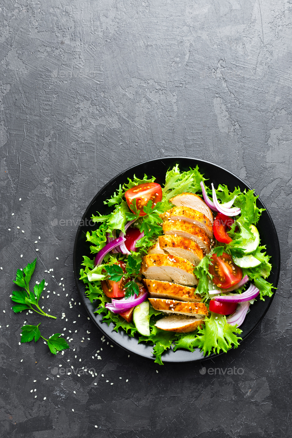 Salad with chicken meat - Stock Photo - Images