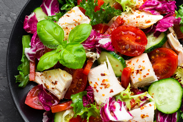 Salad with chicken meat - Stock Photo - Images