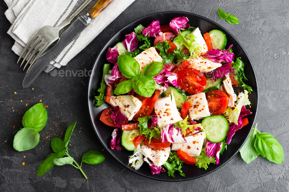 Salad with chicken meat - Stock Photo - Images