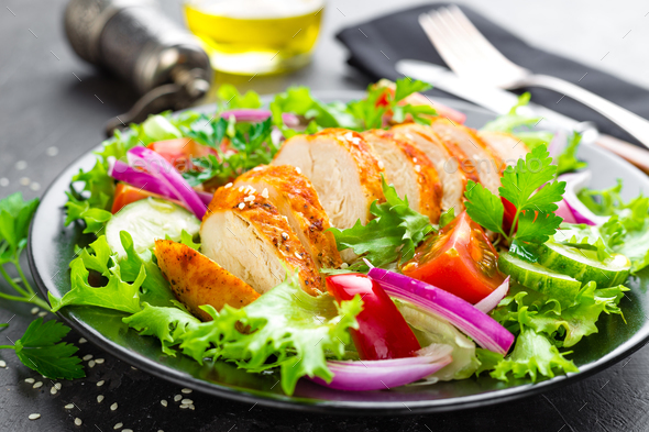 Salad with chicken meat - Stock Photo - Images
