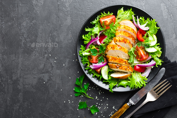Salad with chicken meat - Stock Photo - Images