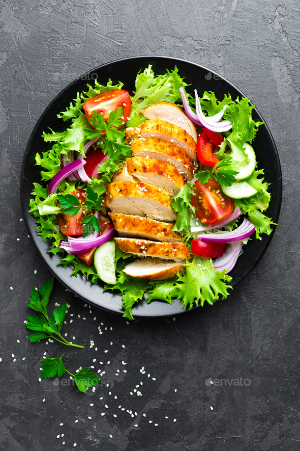 Salad with chicken meat - Stock Photo - Images