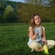Girl Blowing Soap Bubbles in Spring Park. - VideoHive Item for Sale