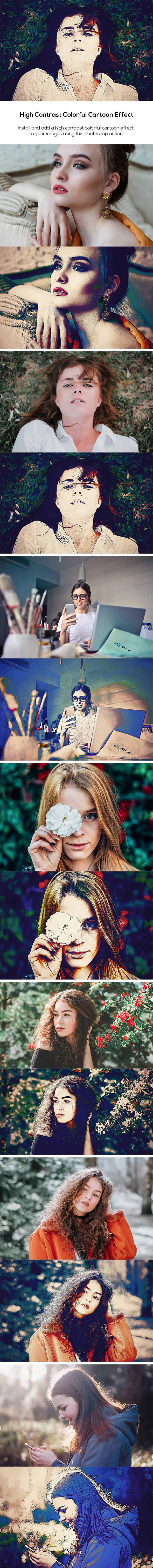 High Contrast Colorful Cartoon Effect - Photo Effects Actions