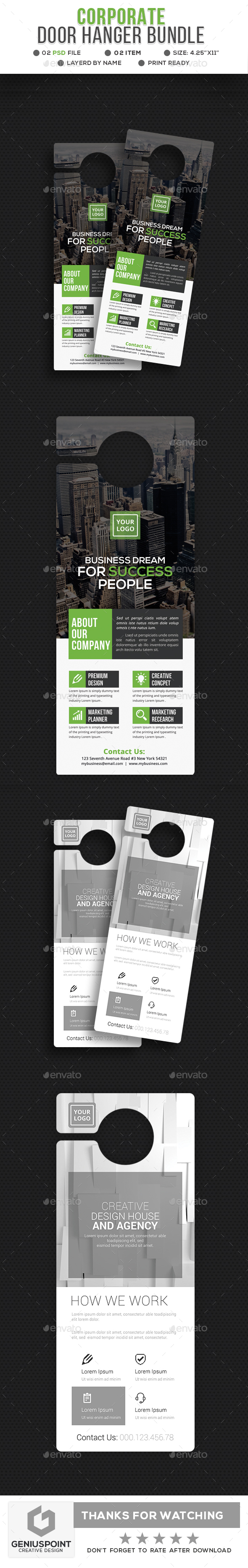 Corporate Door Hanger Bundle - Miscellaneous Print Templates
