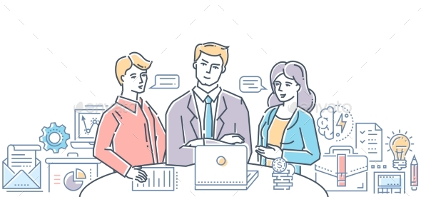 Business Meeting with Chief - Modern Flat Design - Concepts Business