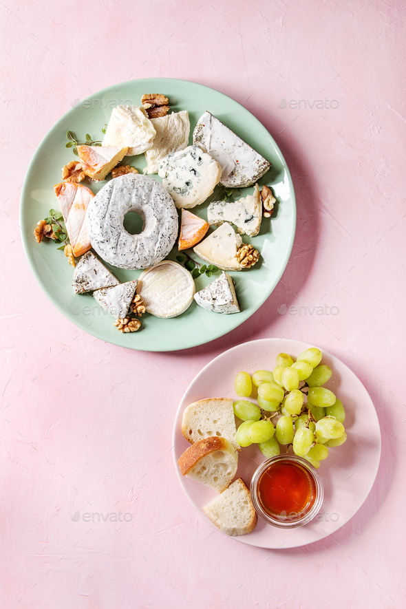 Cheese plate with honey - Stock Photo - Images
