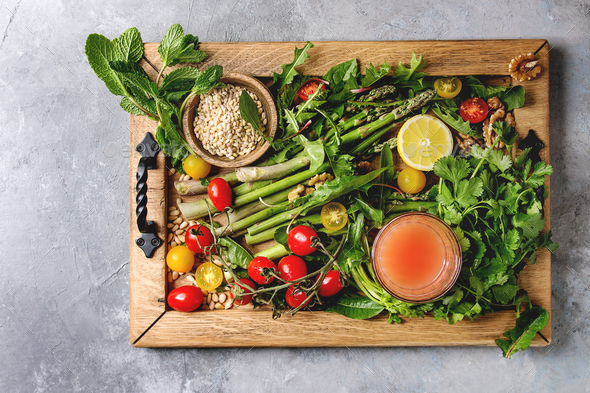 Assortment of vegetarian food ingredients - Stock Photo - Images