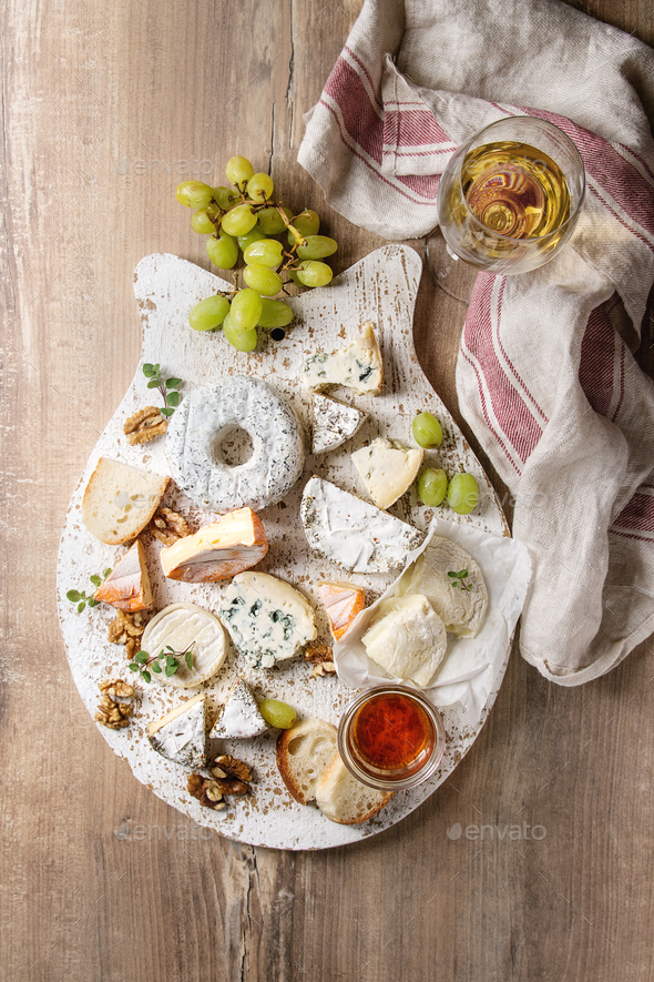 Cheese plate with honey - Stock Photo - Images