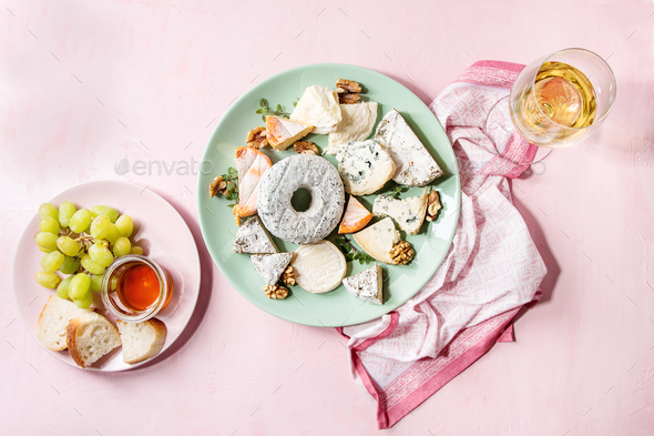 Cheese plate with honey - Stock Photo - Images