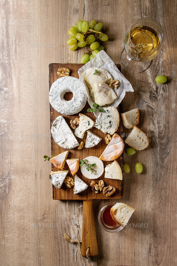 Cheese plate with honey - Stock Photo - Images