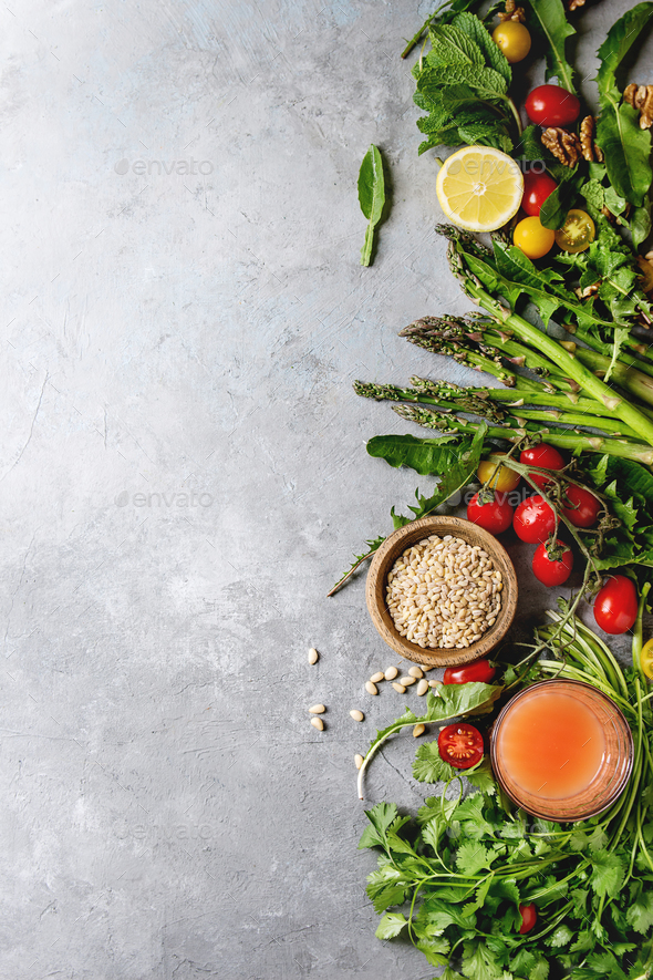 Assortment of vegetarian food ingredients - Stock Photo - Images