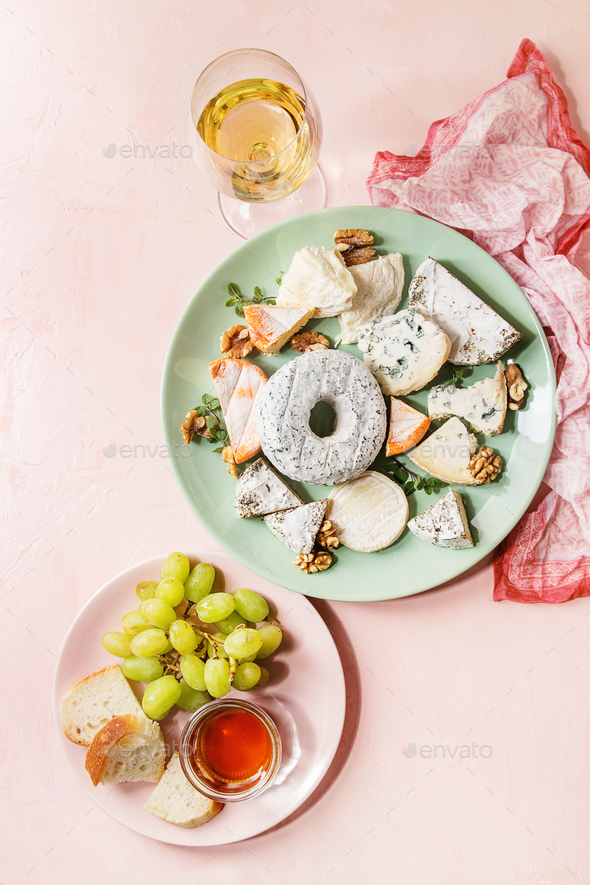 Cheese plate with honey - Stock Photo - Images