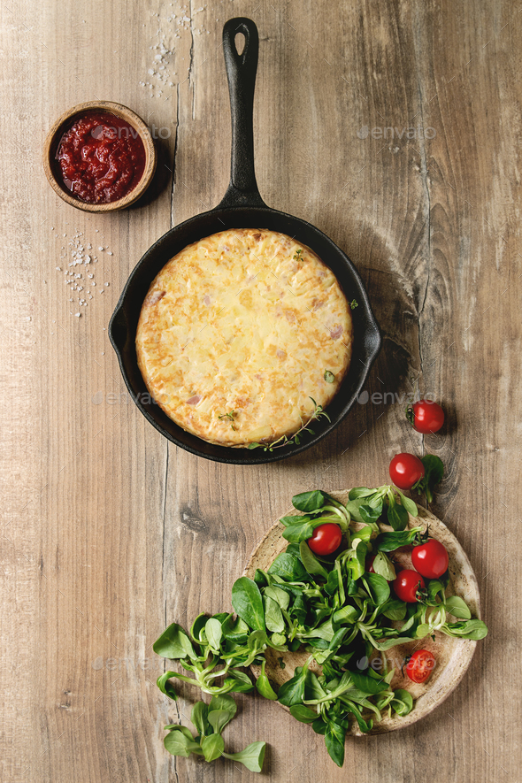 Potato tortilla with bacon - Stock Photo - Images