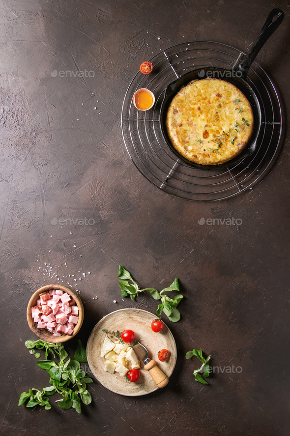 Potato tortilla with bacon - Stock Photo - Images