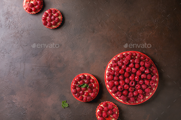 Variety of raspberry tarts - Stock Photo - Images