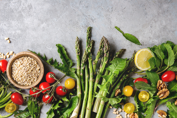 Assortment of vegetarian food ingredients - Stock Photo - Images