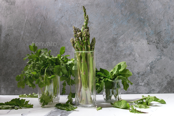 Asparagus ang greens - Stock Photo - Images