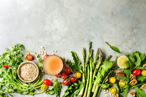 Assortment of vegetarian food ingredients - Stock Photo - Images