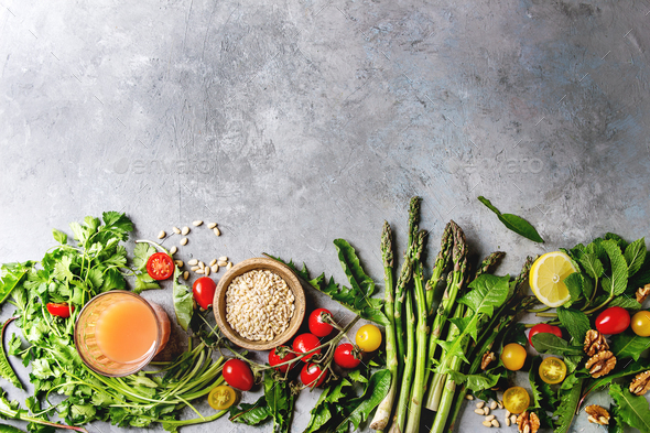 Assortment of vegetarian food ingredients - Stock Photo - Images