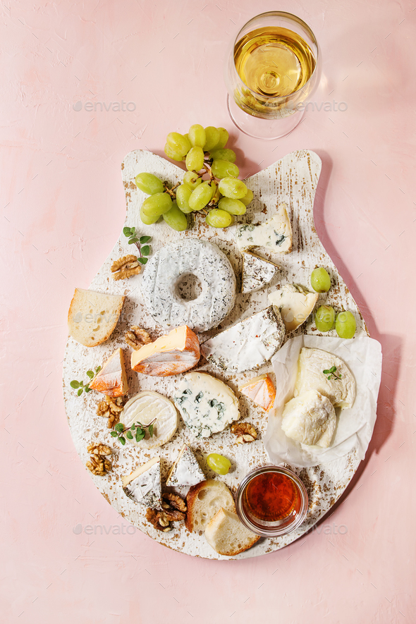 Cheese plate with honey - Stock Photo - Images
