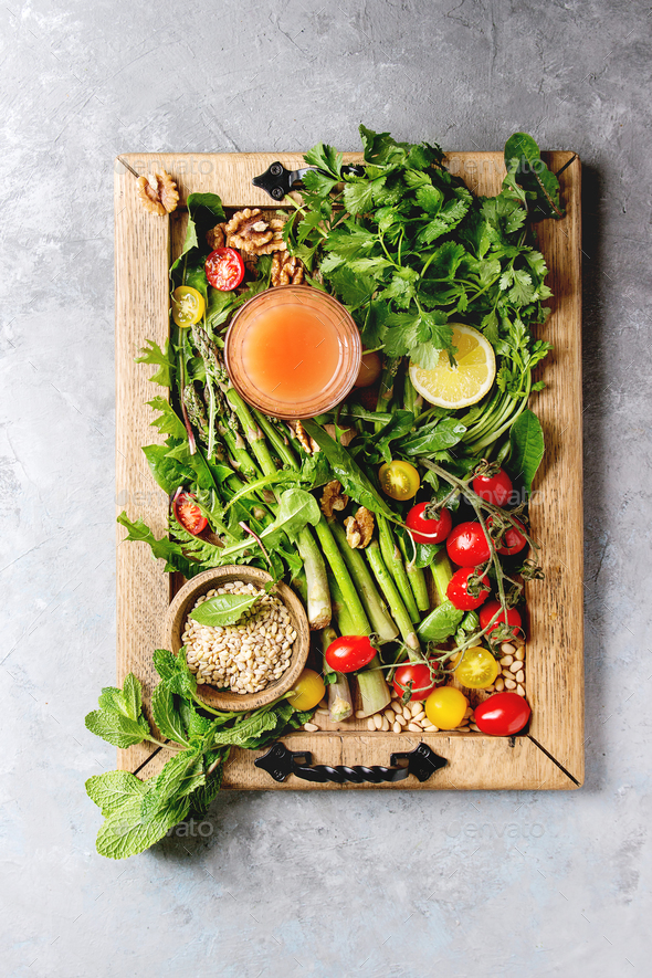 Assortment of vegetarian food ingredients - Stock Photo - Images