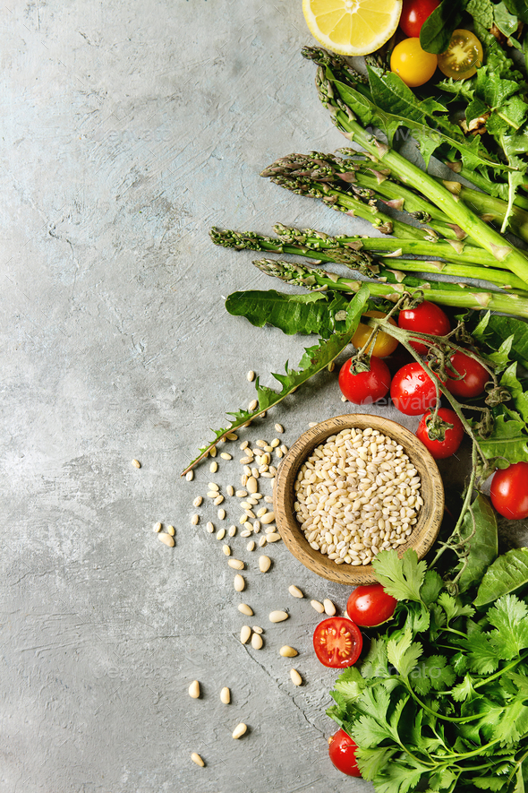 Assortment of vegetarian food ingredients - Stock Photo - Images