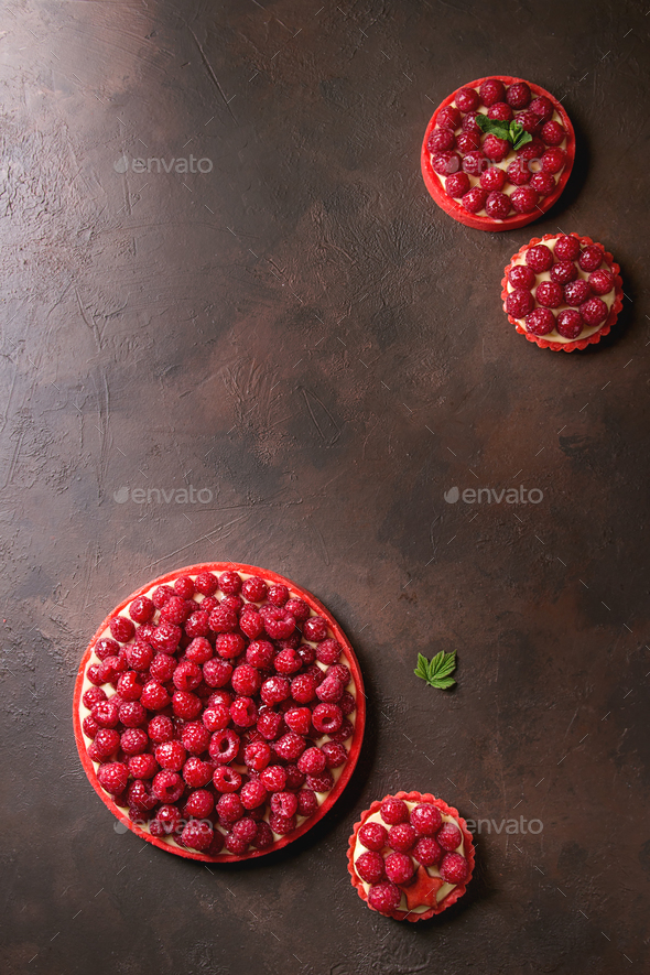 Variety of raspberry tarts - Stock Photo - Images