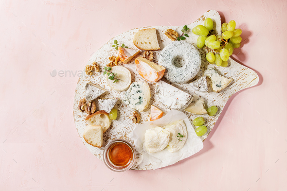Cheese plate with honey - Stock Photo - Images
