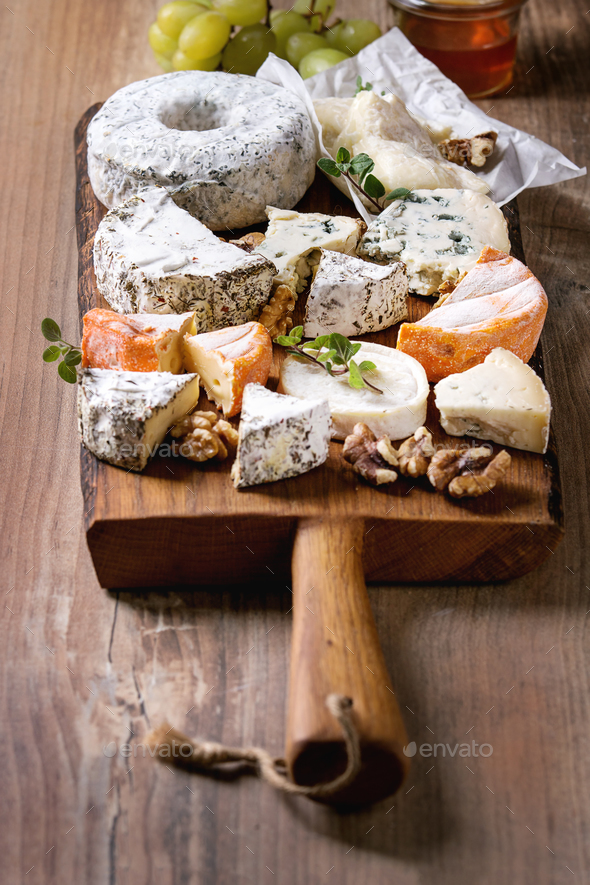 Cheese plate with honey - Stock Photo - Images