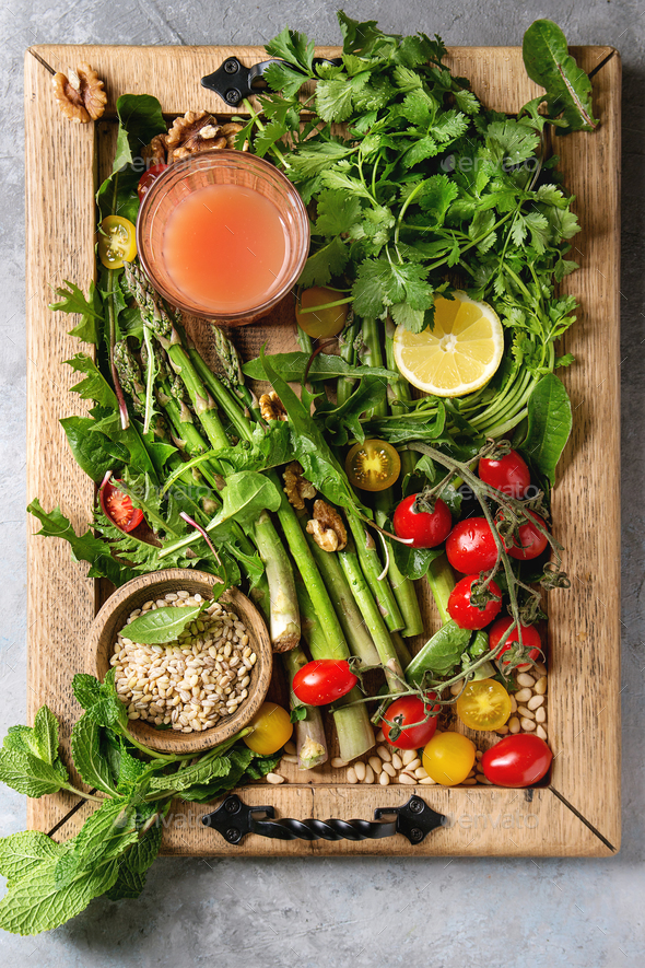 Assortment of vegetarian food ingredients - Stock Photo - Images