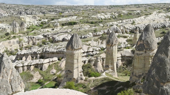 Cappadocia with Its Valleys, Gorges, Hills, Located between the Volcanic Mountains in Goreme