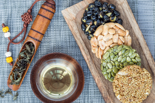 Korean traditional sweet snacks. Healthy energy snacks. Top view - Stock Photo - Images