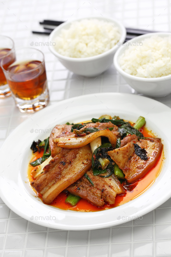 Traditional Twice Cooked Pork Sichuan Style Chinese Dish Stock Photo By Motghnit