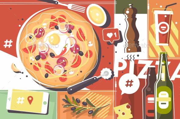 Pizza Abstract Background - Miscellaneous Vectors