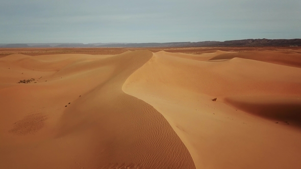 Aerial View on Sand Dunes in Sahara Desert in Africa alt