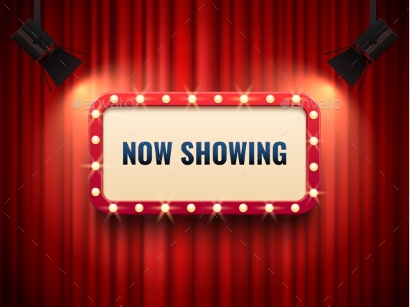 Retro Cinema or Theater Frame Illuminated - Miscellaneous Vectors