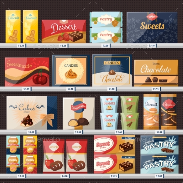 Sweets at Store or Shop Showcase with Candies - Food Objects