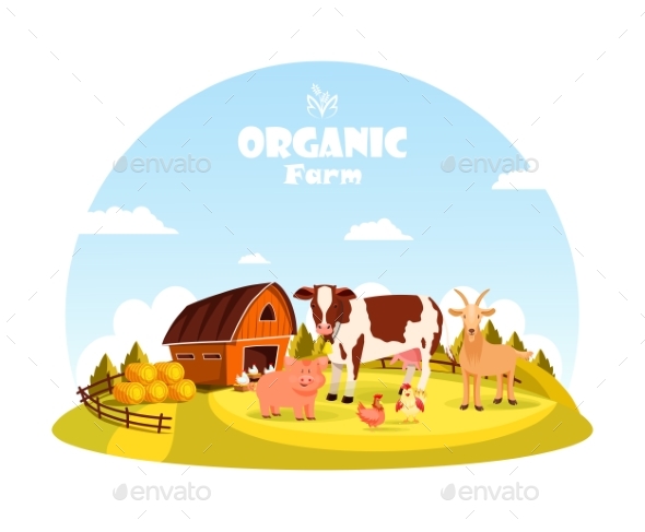 Cattle and Farm Animals at Farm Paddock - Animals Characters