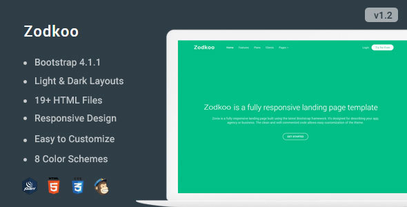 zodkoo responsive bootstrap 4 landing page template by coderthemes neo 4 to a page template
