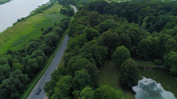 Aerial View of River in the Fields