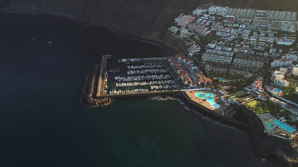 Flight Over Los Gigantes City at Tenerife