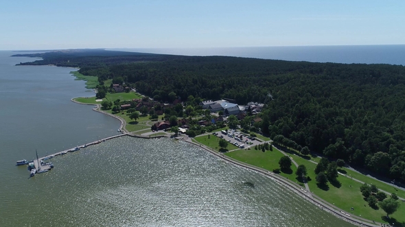 Aerial View of Boat at the Sea Shore