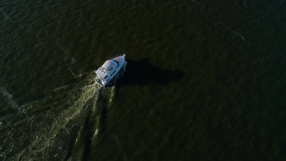 Aerial View of Boat at the Sea Shore