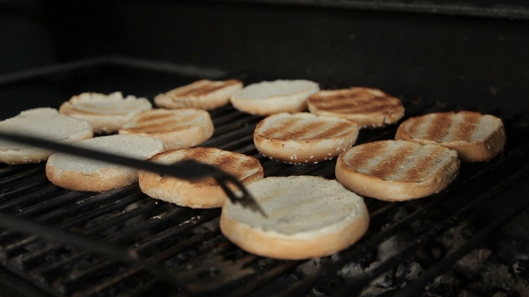 Grilling Burgers for a Hamburger on a Grill