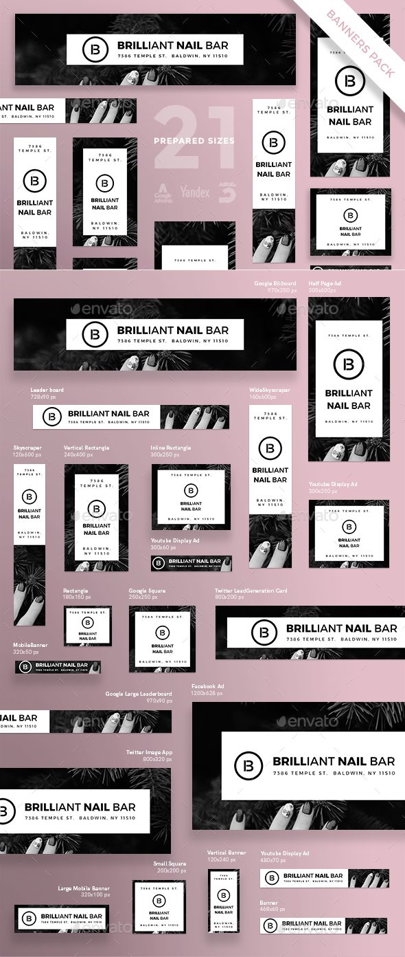 Brilliant Nail Bar Banner Pack By Ambergraphics Graphicriver