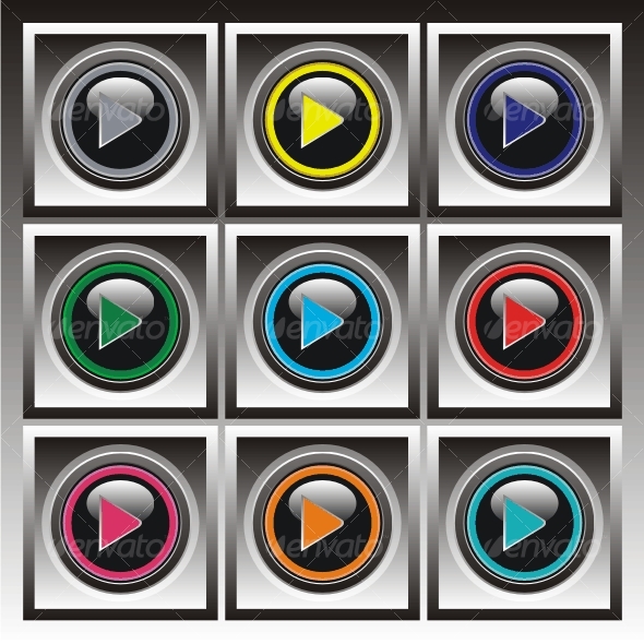 Set of vector elements. Color buttons. - Web Icons